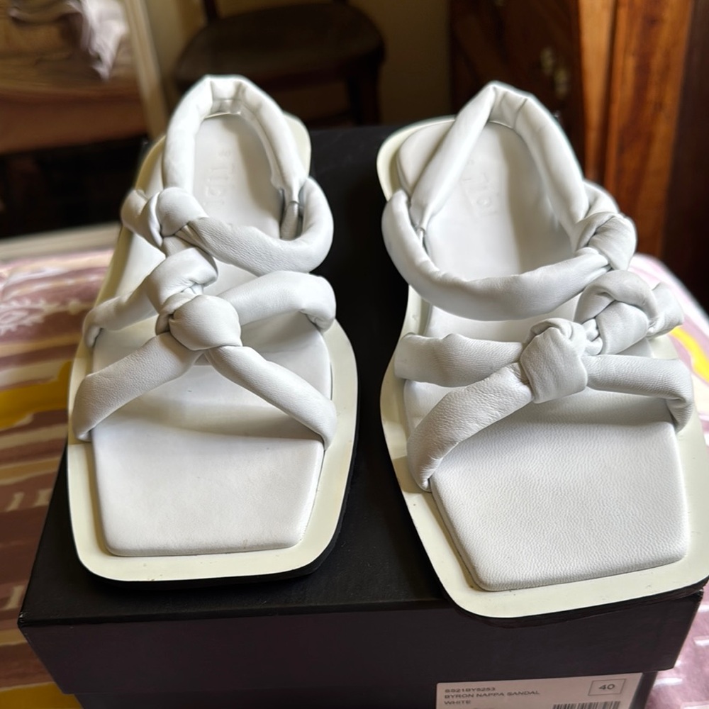 Tibi Byron white nappa leather sandals, size 40EU EUC $125